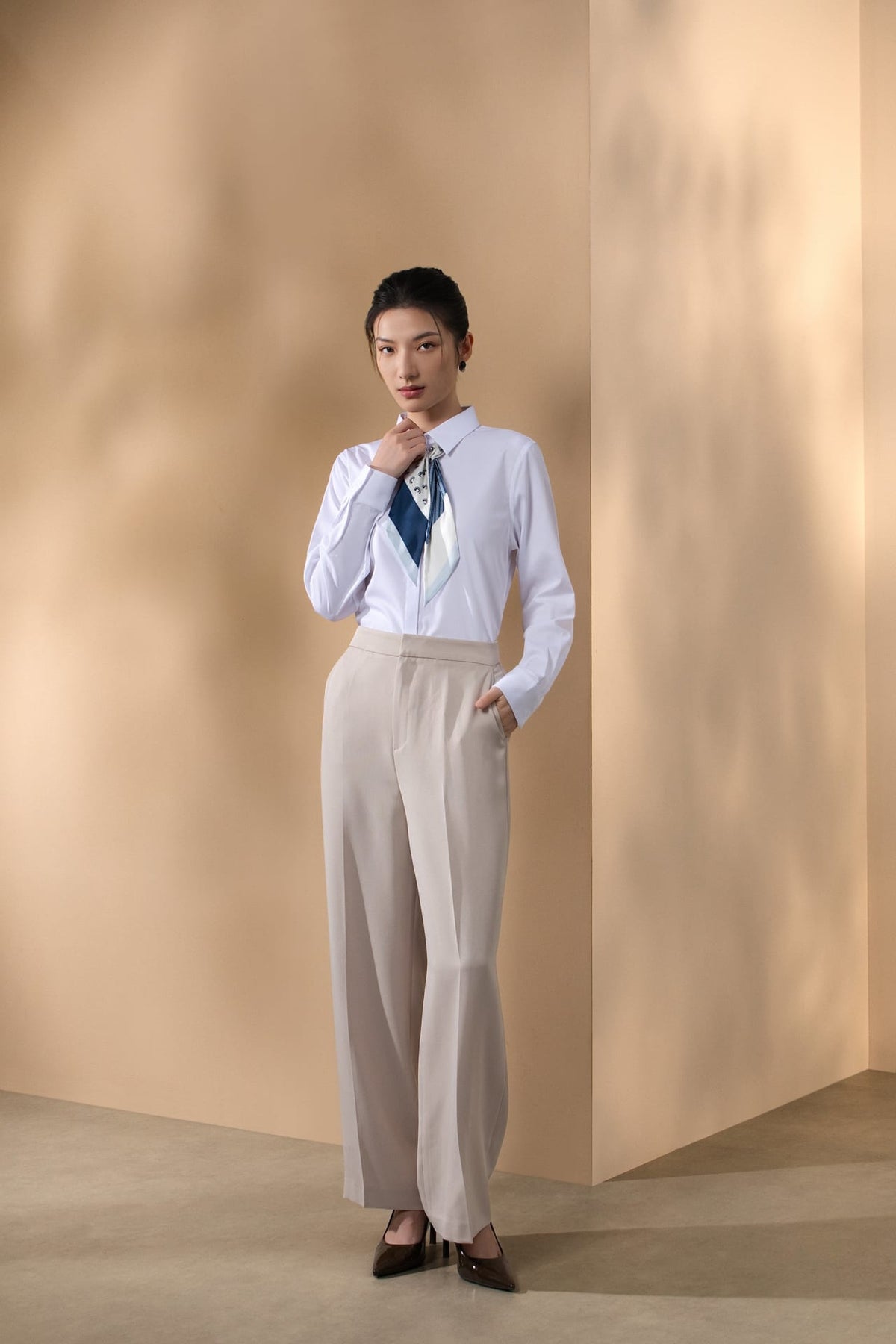 Poly Ottoman Straight Leg Suit Pants