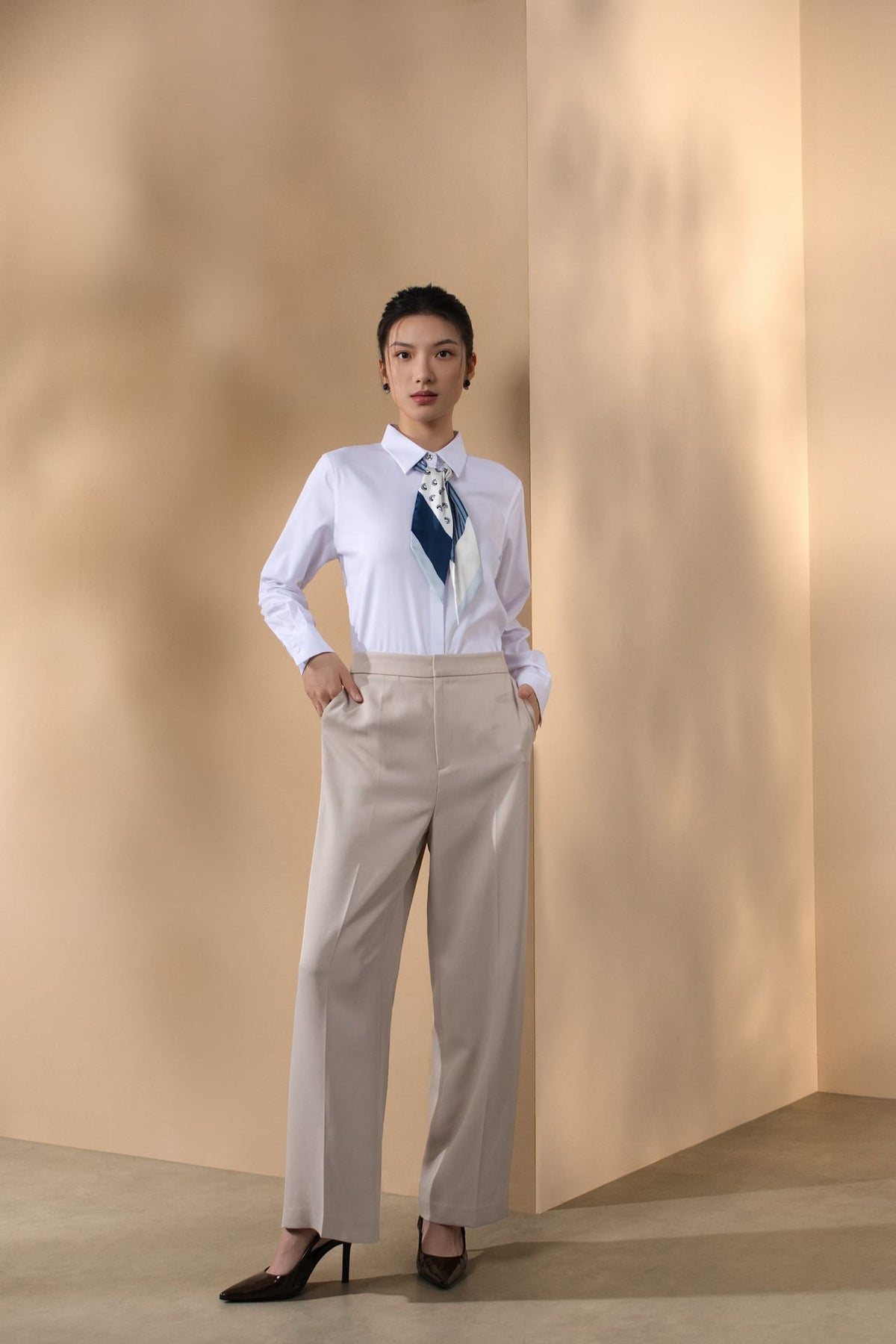 Poly Ottoman Straight Leg Suit Pants