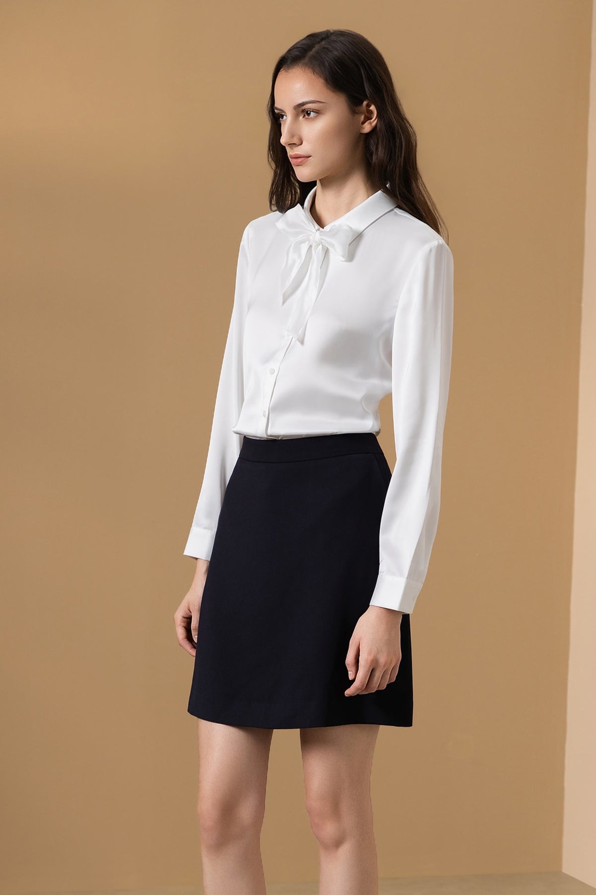 Poly Cavalry Twill A-Shape Suit Skirt