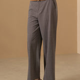 Poly Blend Plaid Straight Leg Suit Pants
