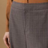 Poly Blend Plaid Straight Leg Suit Pants