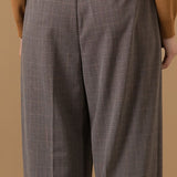 Poly Blend Plaid Straight Leg Suit Pants