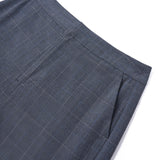 Poly Blend Plaid Straight Leg Suit Pants