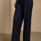 Poly Rayon Stripe Straight Leg Suit Pants
