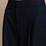 Poly Rayon Stripe Straight Leg Suit Pants