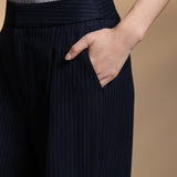 Poly Rayon Stripe Straight Leg Suit Pants