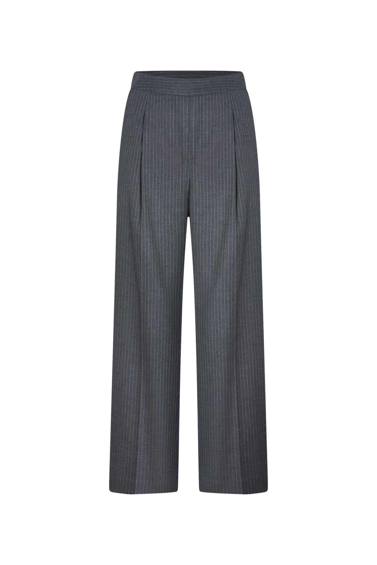 Poly Rayon Stripe Straight Leg Suit Pants