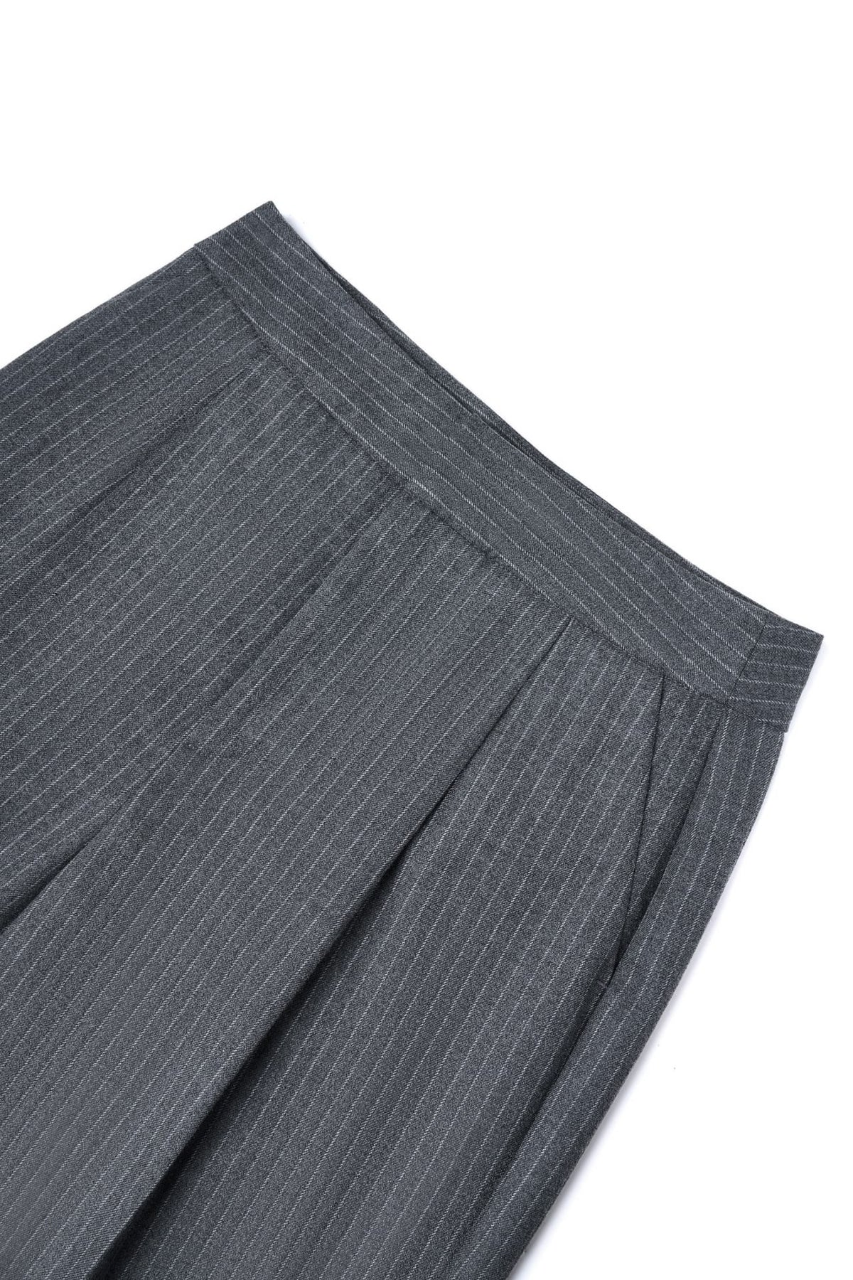 Poly Rayon Stripe Straight Leg Suit Pants