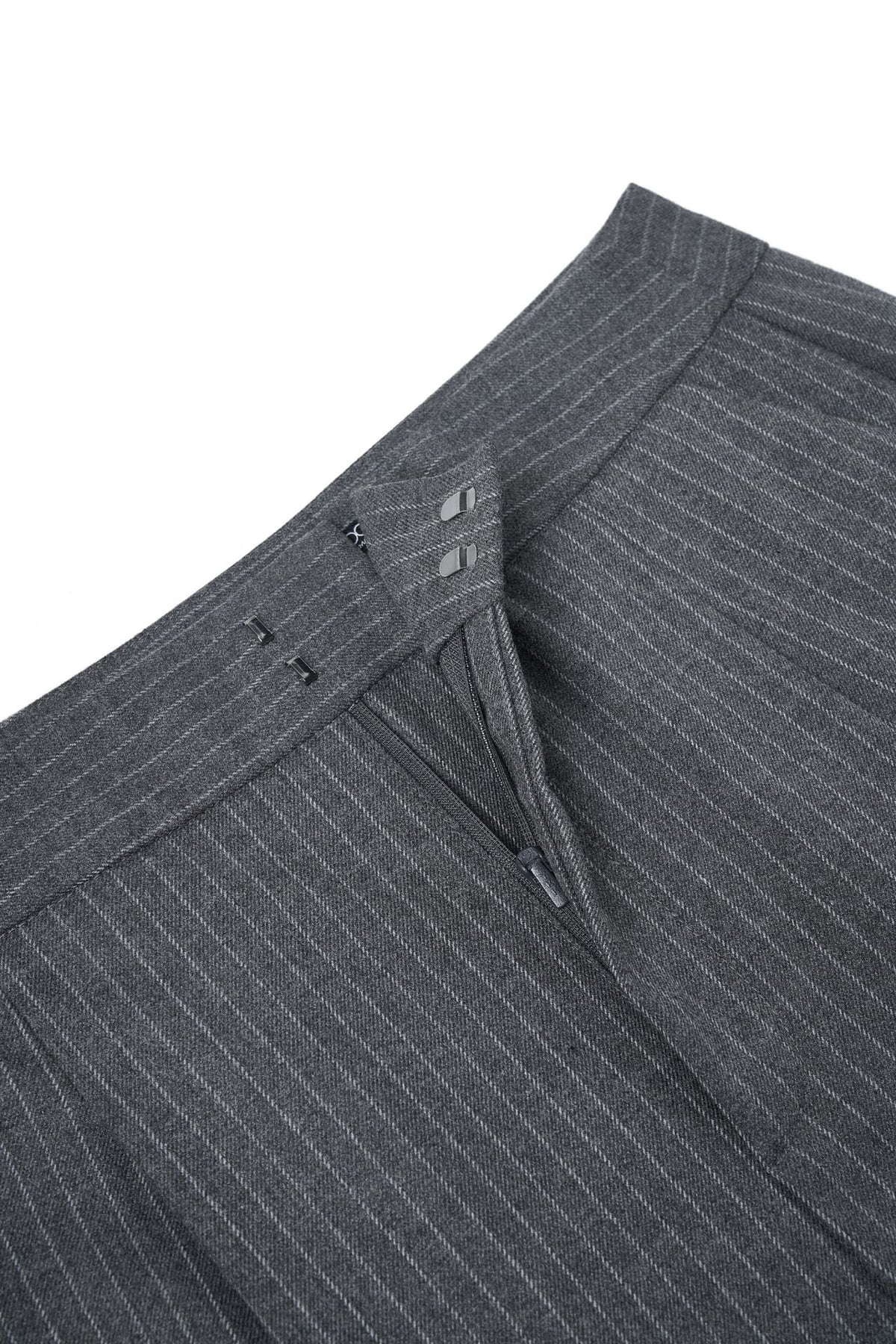 Poly Rayon Stripe Straight Leg Suit Pants