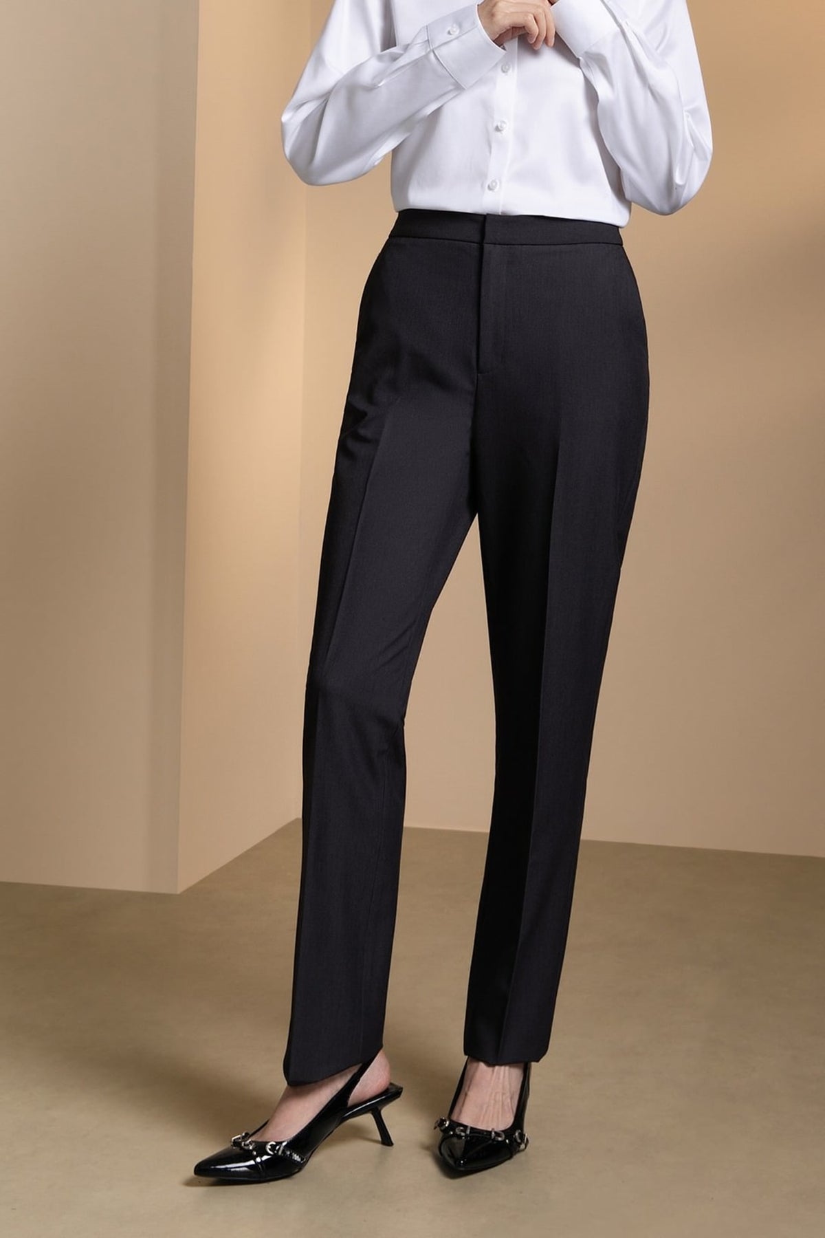 Poly Rayon Twill Straight Leg Suit Pants