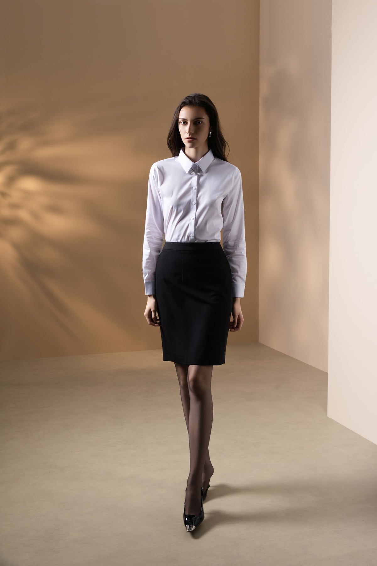 Poly Rayon Twill Slim Fit Pencil Suit Skirt