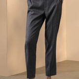 Wool Blend 2-Tone Twill Comfort Cigarette Suit Pants