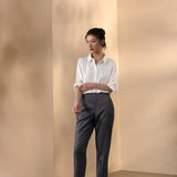 Wool Blend 2-Tone Twill Comfort Cigarette Suit Pants
