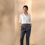 Wool Blend 2-Tone Twill Comfort Cigarette Suit Pants