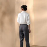 Wool Blend 2-Tone Twill Comfort Cigarette Suit Pants