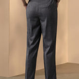 Wool Blend 2-Tone Twill Comfort Cigarette Suit Pants