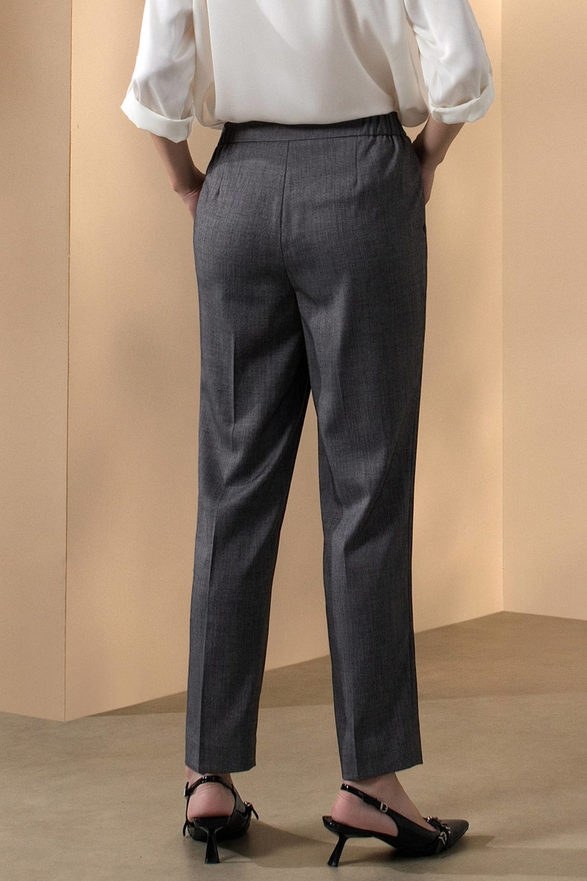 Wool Blend 2-Tone Twill Comfort Cigarette Suit Pants