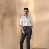 Wool Blend 2-Tone Twill Comfort Cigarette Suit Pants