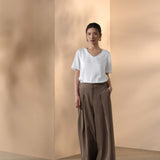 Poly Twill Wide Leg Casual Pants