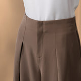 Poly Twill Wide Leg Casual Pants