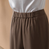 Poly Twill Wide Leg Casual Pants