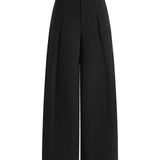 Poly Twill Wide Leg Casual Pants