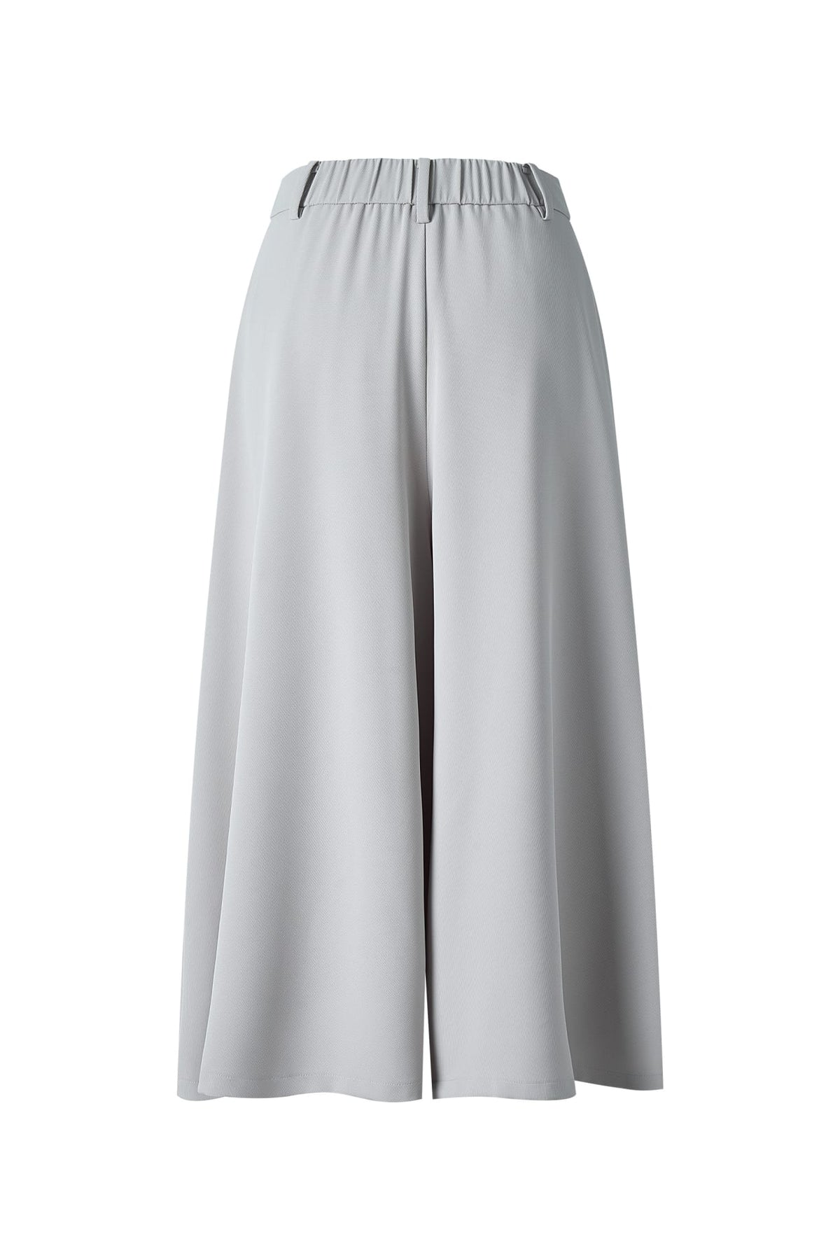 Poly Twill Wide Leg Casual Pants with Square Buckle Self-Fabric Belt