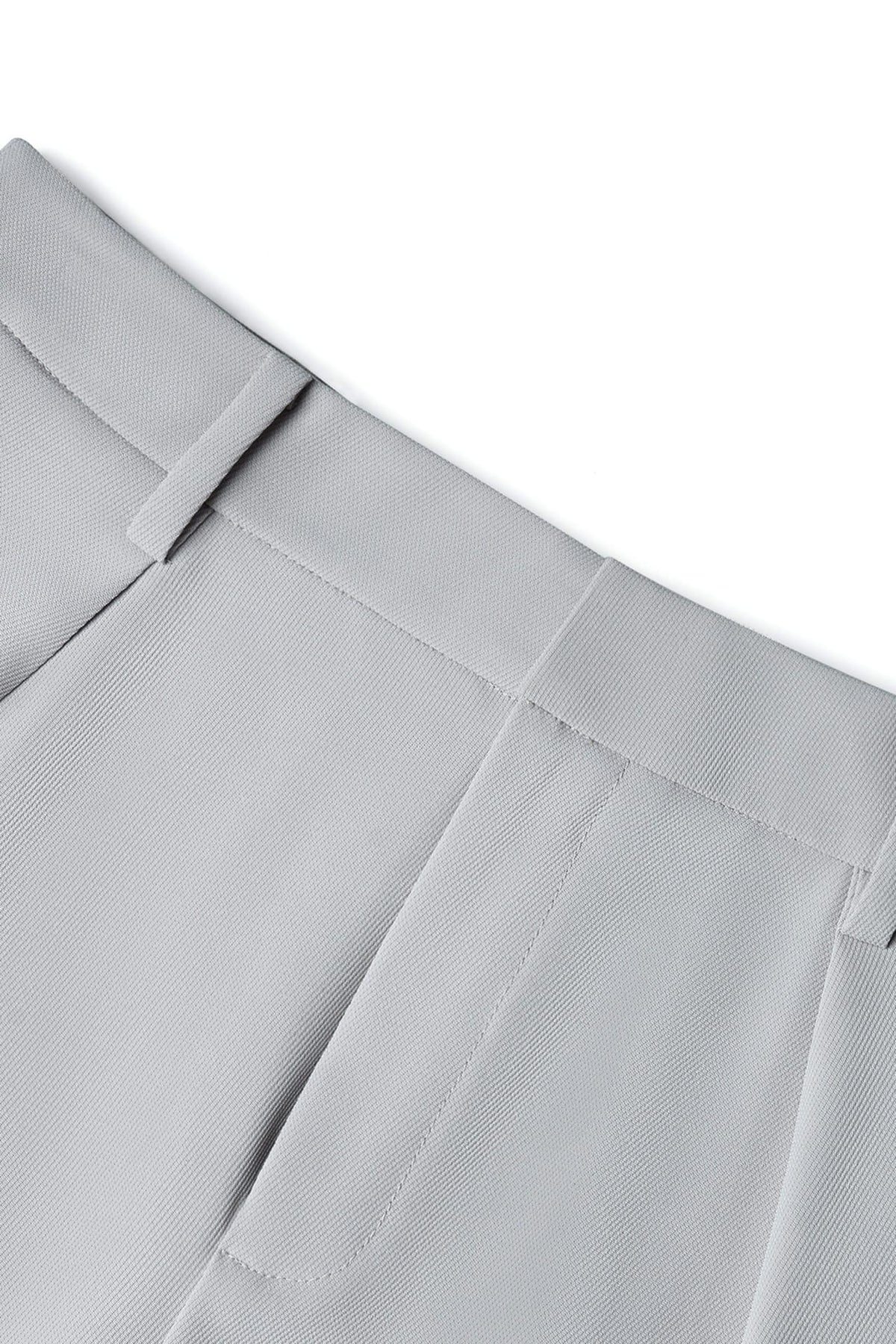 Poly Twill Wide Leg Casual Pants with Square Buckle Self-Fabric Belt