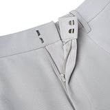 Poly Twill Wide Leg Casual Pants with Square Buckle Self-Fabric Belt