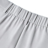 Poly Twill Wide Leg Casual Pants with Square Buckle Self-Fabric Belt