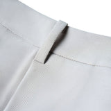 Poly Twill Wide Leg Casual Pants with Square Buckle Self-Fabric Belt