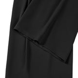 Poly Twill Wide Leg Casual Pants with Square Buckle Self-Fabric Belt