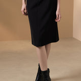 Poly Twill A-Shape Skirt with Belt