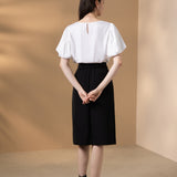 Poly Twill A-Shape Skirt with Belt