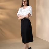 Poly Twill A-Shape Skirt with Belt