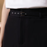 Poly Twill A-Shape Skirt with Belt