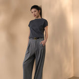 Poly Rayon Houndstooth Genie Casual Pants with Belt