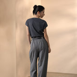 Poly Rayon Houndstooth Genie Casual Pants with Belt