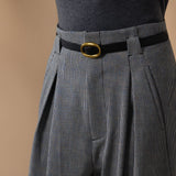 Poly Rayon Houndstooth Genie Casual Pants with Belt