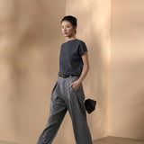 Poly Rayon Houndstooth Genie Casual Pants with Belt