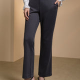 Poly Rayon Pique Comfort Slim Boot Casual Pants with Belt