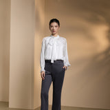 Poly Rayon Pique Comfort Slim Boot Casual Pants with Belt