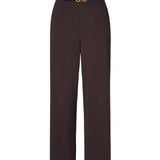 Cotton Blend Pique Twill Straight Leg Casual Pants with Belt
