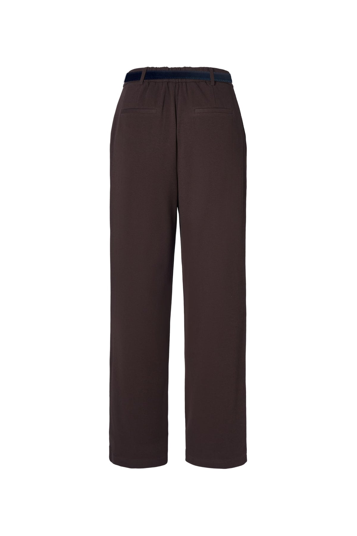 Cotton Blend Pique Twill Straight Leg Casual Pants with Belt