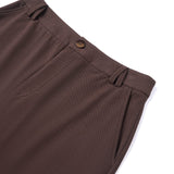 Cotton Blend Pique Twill Straight Leg Casual Pants with Belt