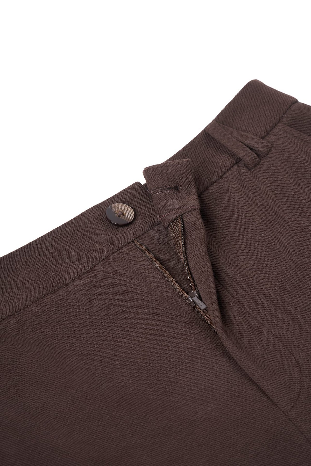 Cotton Blend Pique Twill Straight Leg Casual Pants with Belt