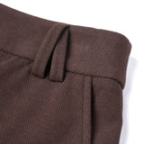 Cotton Blend Pique Twill Straight Leg Casual Pants with Belt
