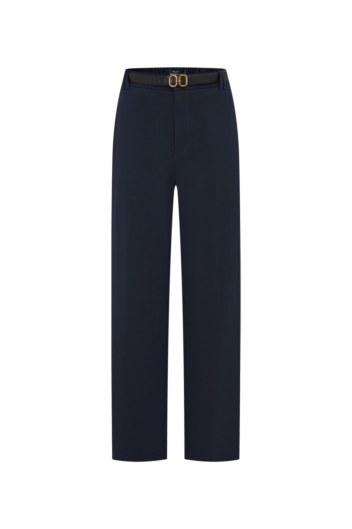 Cotton Blend Pique Twill Straight Leg Casual Pants with Belt