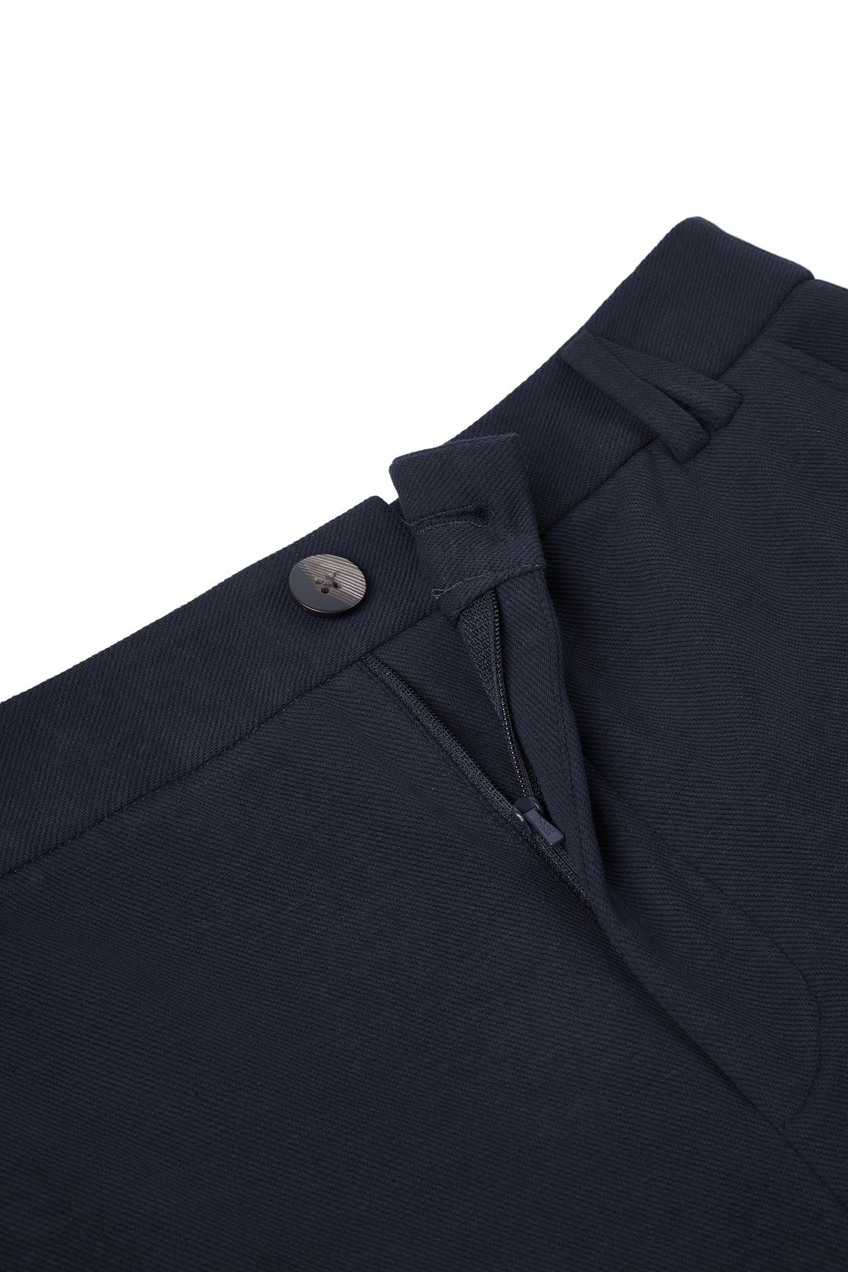 Cotton Blend Pique Twill Straight Leg Casual Pants with Belt