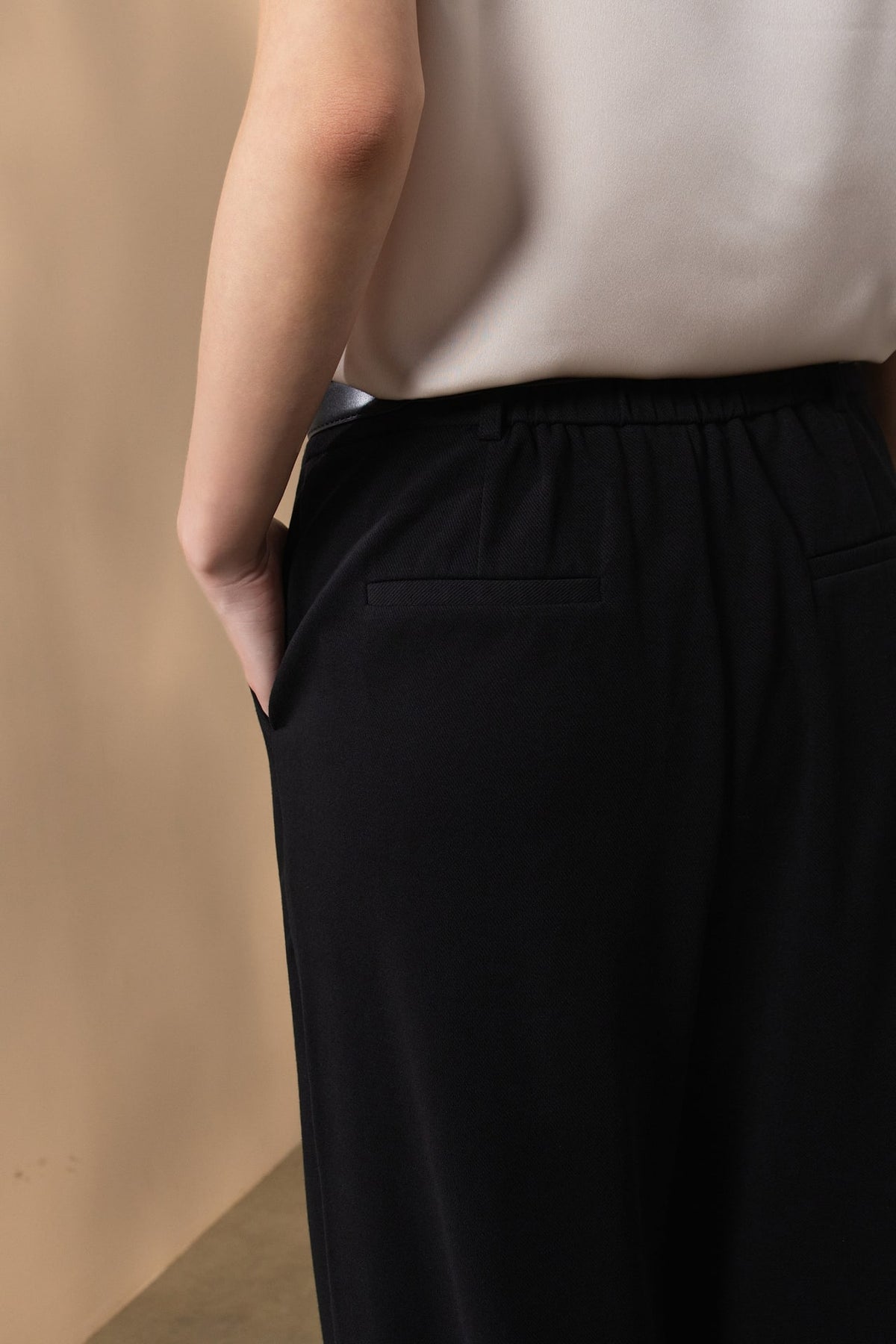 Cotton Blend Pique Twill Straight Leg Casual Pants with Belt